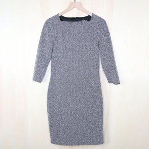 MANGO Square Neck Quarter Sleeve Gray Dress Size 6